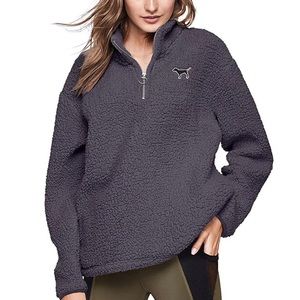 COPY - Pink Victoria's Secret Quarter Zip Sherpa EUC